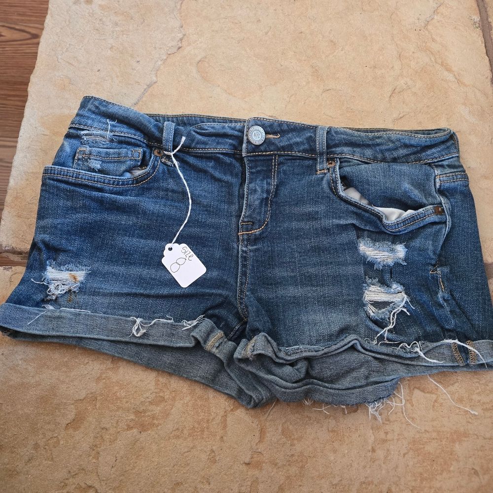 Aeropostale Women's Distressed Jean Shorts - Dark Blue